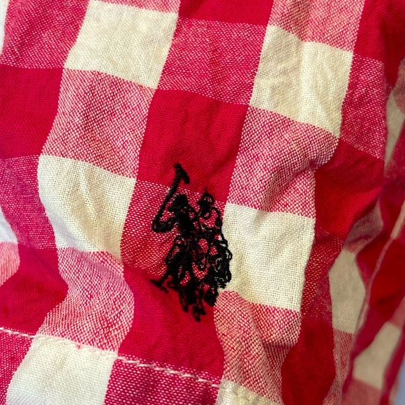 U.S. Polo Assn Red and White Gingham Strapless Mini Dress - Size S - Picture 2 of 5